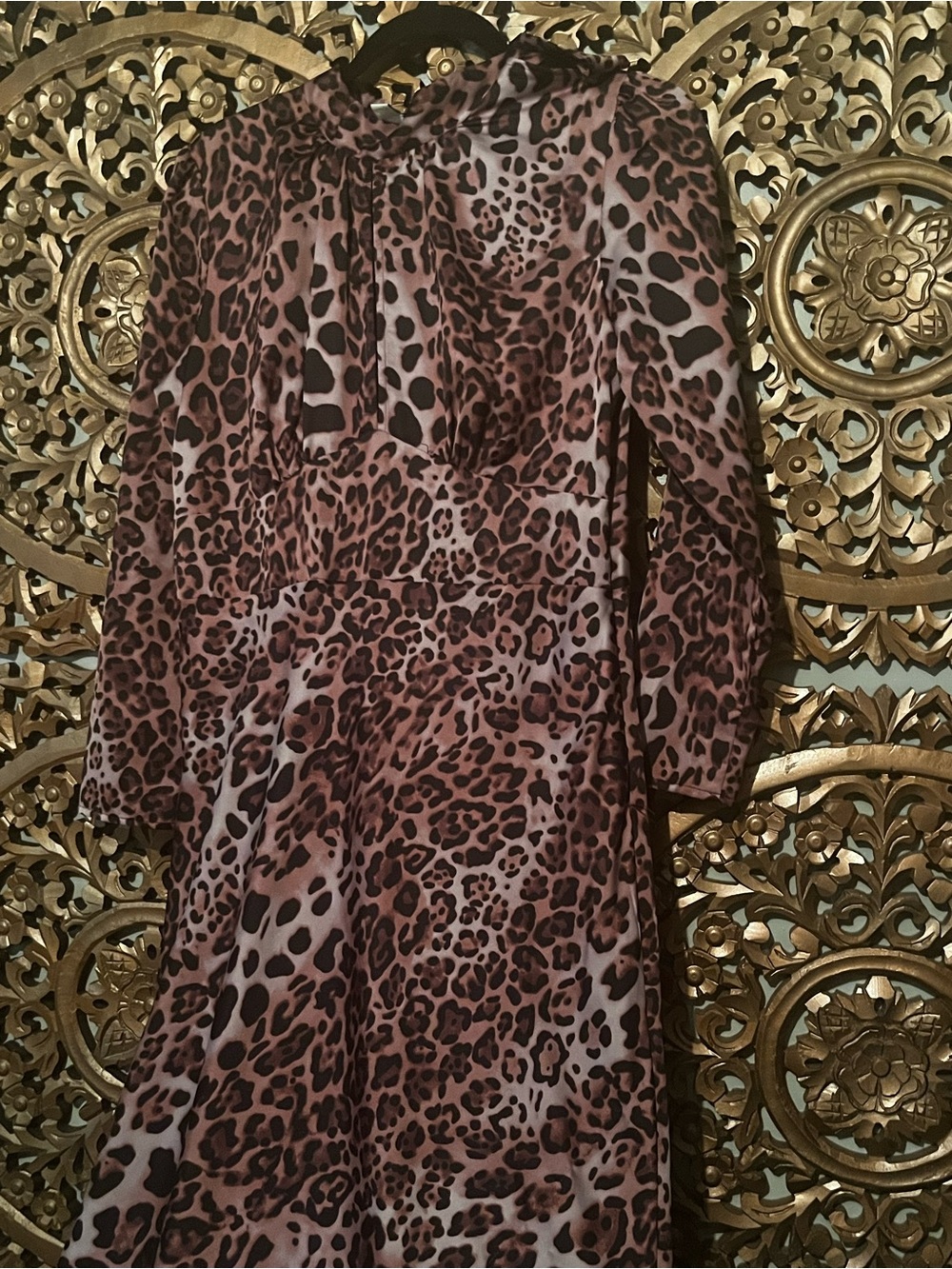 Topshop Pink and Brown Leopard-Print Maxi Dress